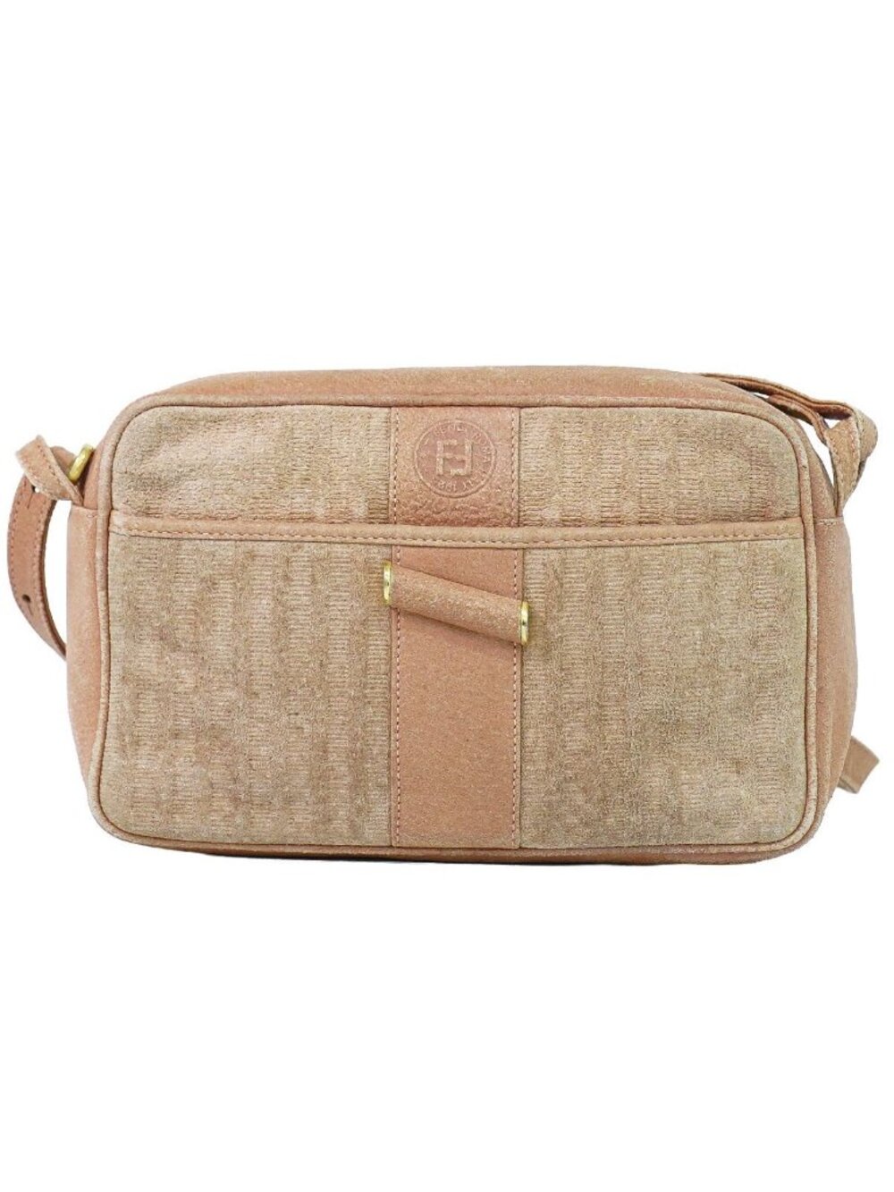 Fendi Suede Leather Shoulder Bag Pochette Pink